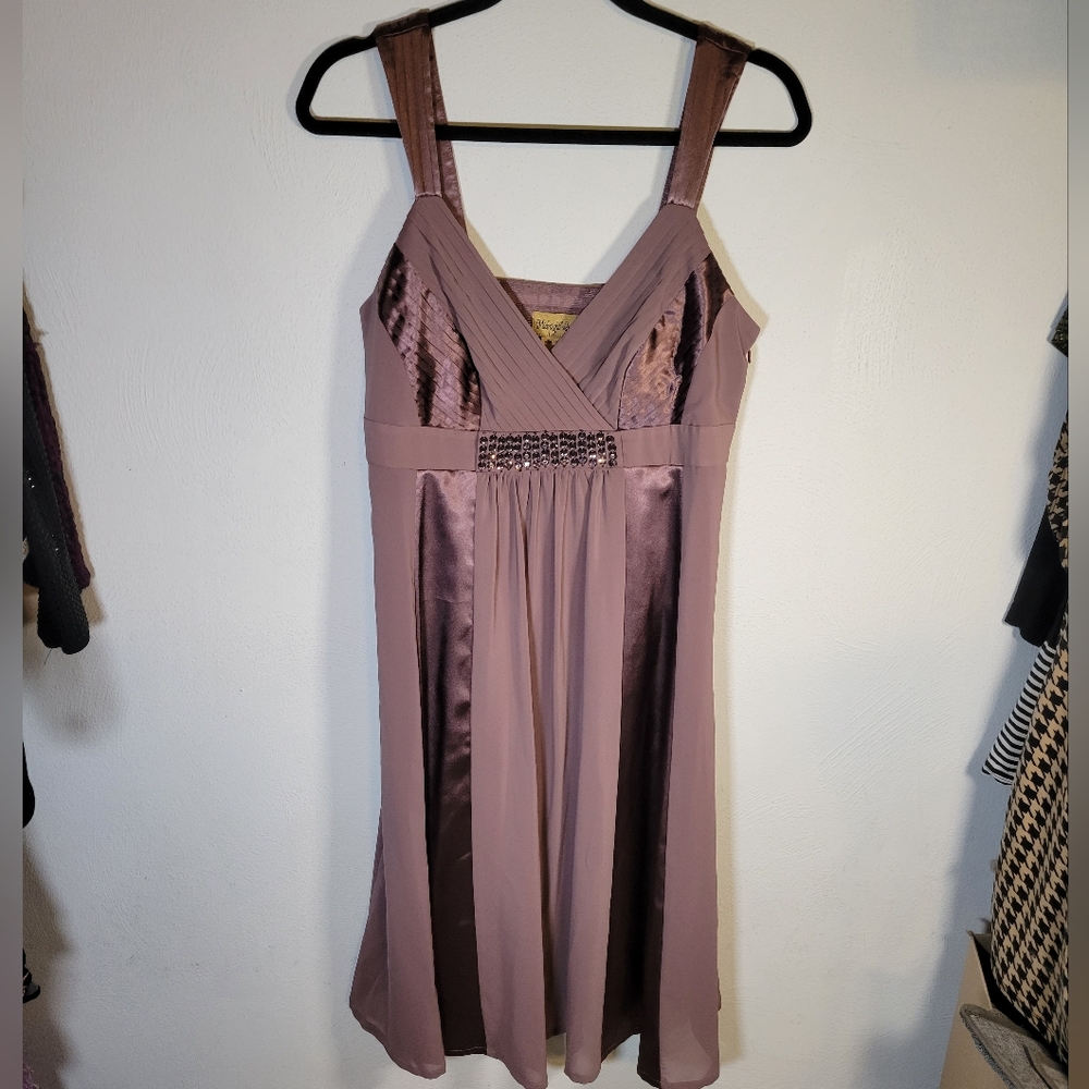 Midnight Velvet Mauve Pleated Dress